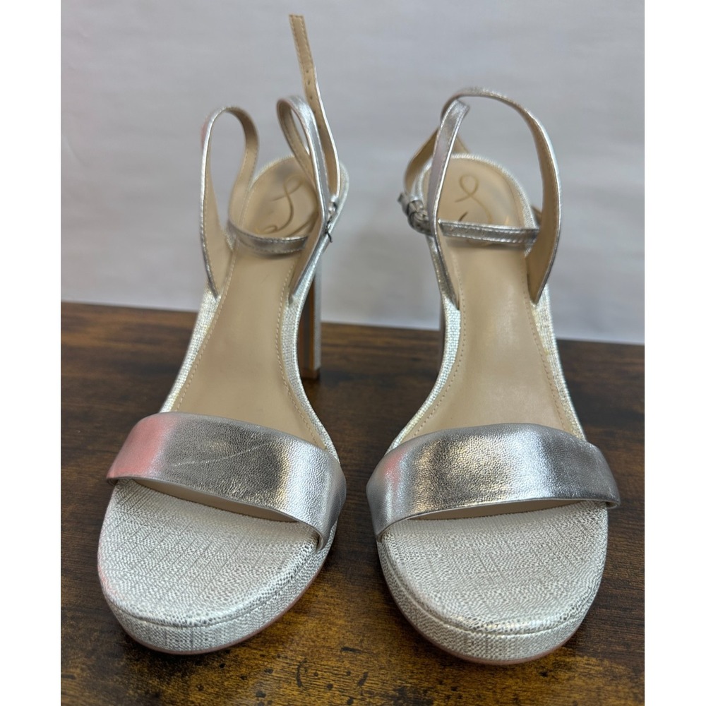 Sam Edelman Leather Jade Silver Metallic Platform Stiletto Pumps Size 11 M Heels - Picture 6 of 16